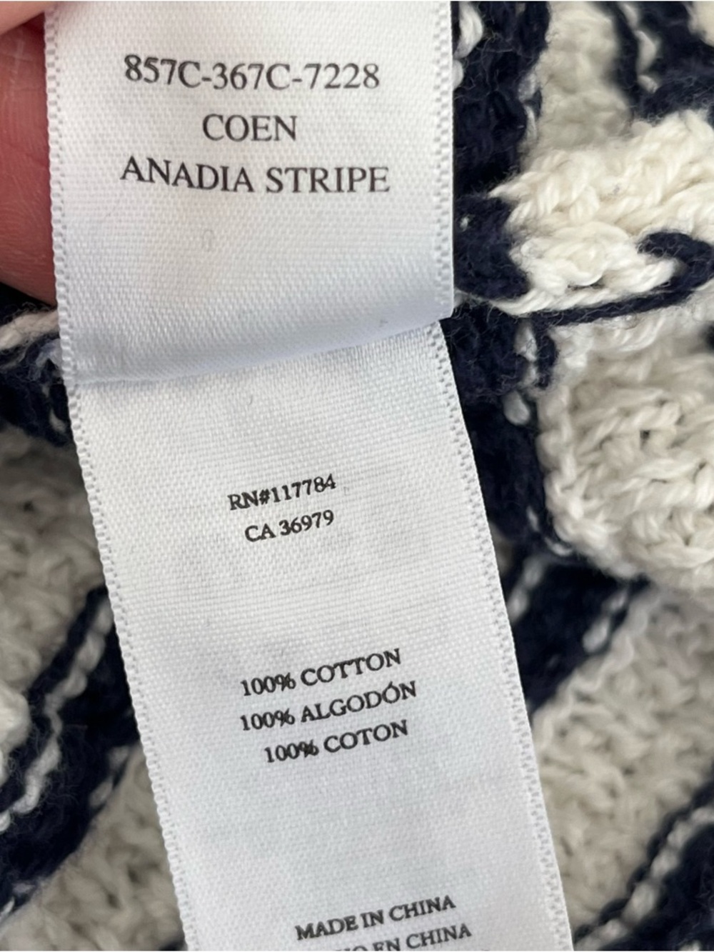 Rails Coen Striped Crochet Ruffle Sleeve Top in Anadia Stripe, Small, Navy Ivory - Picture 6 of 9